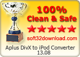 Aplus DivX to iPod Converter 13.08 Clean & Safe award